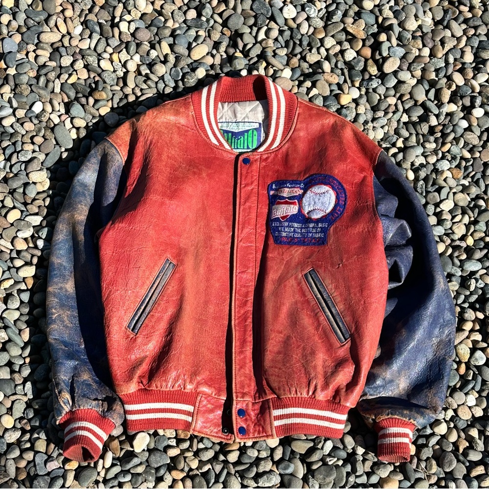 Vintage major buffalo league genuine leather jacket